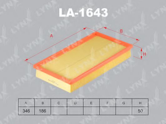 LA-1643 LYNXAUTO Air Supply Air Filter