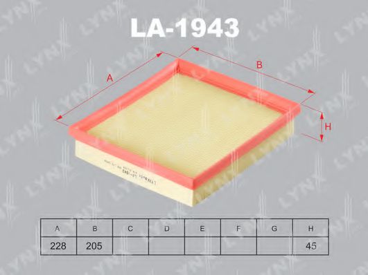 LA-1943 LYNXAUTO Air Supply Air Filter