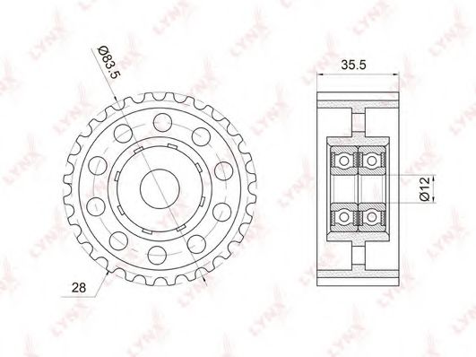 PB-3038 LYNXAUTO Deflection/Guide Pulley, timing belt