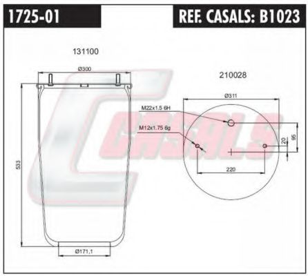 B1023 CASALS Cylinder Head Bolt Kit, cylinder head