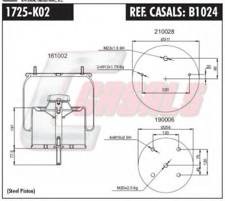 B1024 CASALS Cylinder Head Cylinder Head Bolt