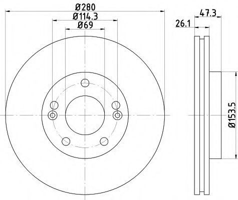 8DD 355 111-411 HELLA+PAGID Тормозная система Тормозной диск