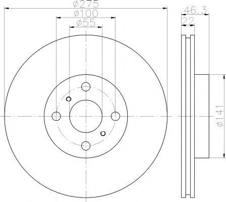 8DD 355 113-591 HELLA+PAGID Тормозная система Тормозной диск