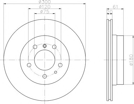 8DD 355 104-121 HELLA+PAGID Тормозная система Тормозной диск