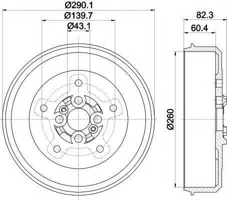 8DT 355 302-501 HELLA+PAGID Тормозная система Тормозной барабан