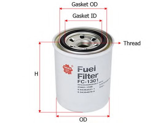 FC-1301 SAKURA+AUTOMOTIVE Fuel Supply System Fuel filter