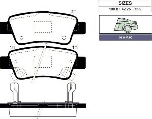 2037 R GOODWILL Brake System Brake Pad Set, disc brake