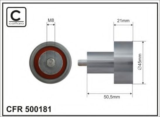 500181 CAFFARO Deflection/Guide Pulley, timing belt