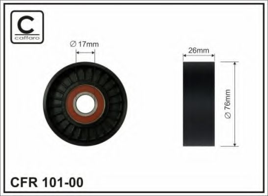 101-00 CAFFARO Deflection/Guide Pulley, v-ribbed belt