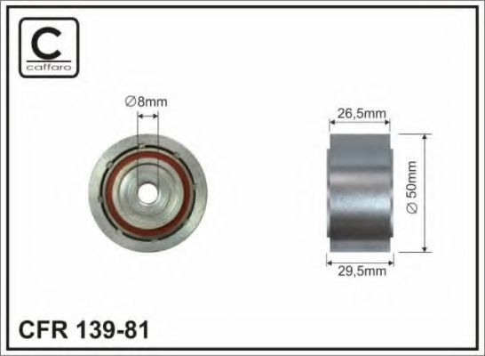 139-81 CAFFARO Deflection/Guide Pulley, v-ribbed belt