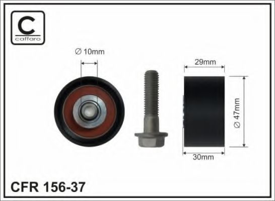 156-37 CAFFARO Belt Drive Deflection/Guide Pulley, v-ribbed belt