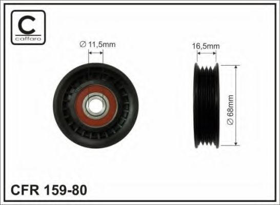 159-80 CAFFARO Deflection/Guide Pulley, v-ribbed belt
