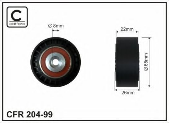 204-99 CAFFARO Deflection/Guide Pulley, v-ribbed belt