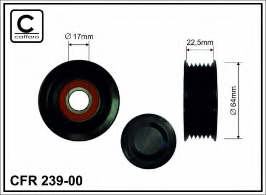 239-00 CAFFARO Deflection/Guide Pulley, v-ribbed belt