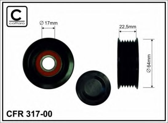 317-00 CAFFARO Deflection/Guide Pulley, v-ribbed belt