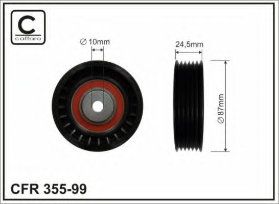 355-99 CAFFARO Deflection/Guide Pulley, v-ribbed belt