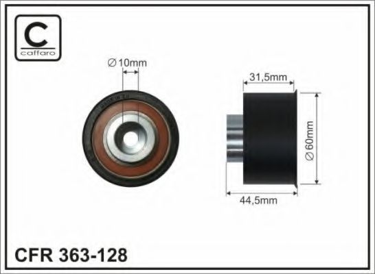 363-128 CAFFARO Deflection/Guide Pulley, timing belt