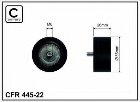 445-22 CAFFARO Deflection/Guide Pulley, v-ribbed belt