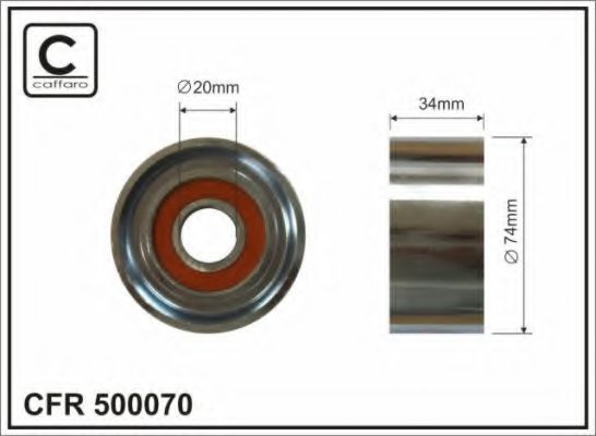 500070 CAFFARO Deflection/Guide Pulley, v-ribbed belt