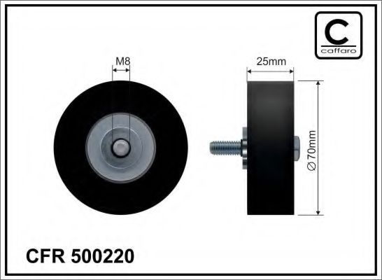 500220 CAFFARO Deflection/Guide Pulley, v-ribbed belt