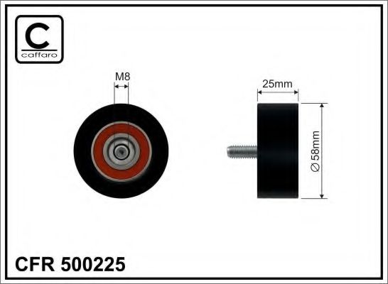 500225 CAFFARO Deflection/Guide Pulley, v-ribbed belt