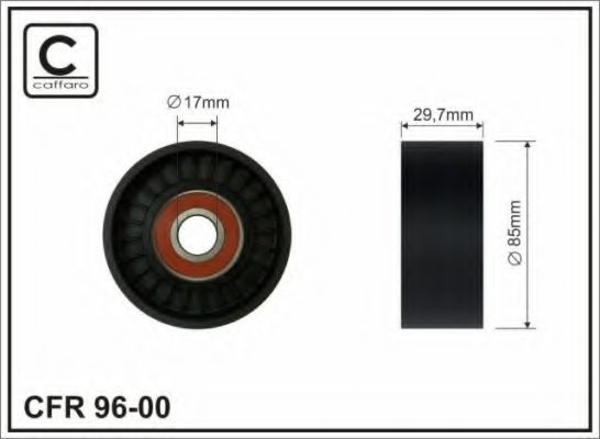 96-00 CAFFARO Deflection/Guide Pulley, v-ribbed belt