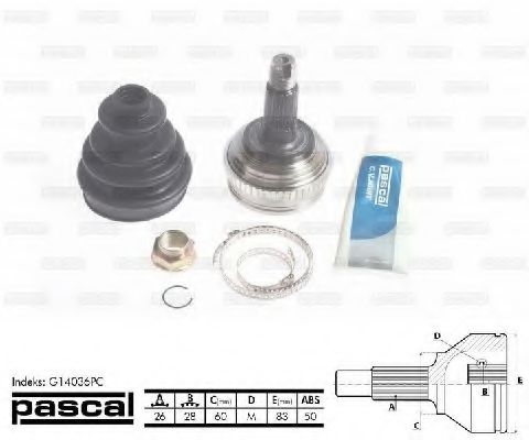 G14036PC PASCAL Final Drive Joint Kit, drive shaft