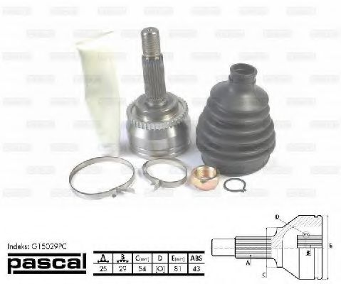G15029PC PASCAL Final Drive Joint Kit, drive shaft