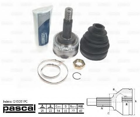 G15051PC PASCAL Final Drive Joint Kit, drive shaft