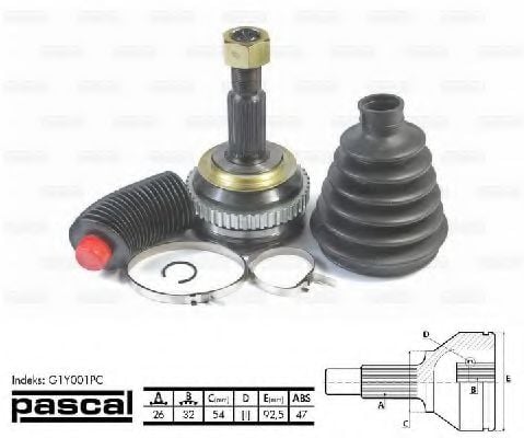 G1Y001PC PASCAL Final Drive Joint Kit, drive shaft