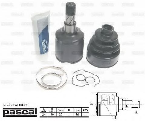 G70003PC PASCAL Final Drive Joint Kit, drive shaft