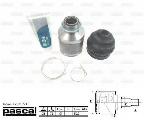 G83016PC PASCAL Final Drive Joint Kit, drive shaft