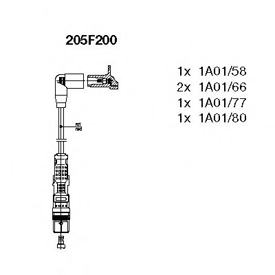 205F200 BREMI Система зажигания Комплект проводов зажигания
