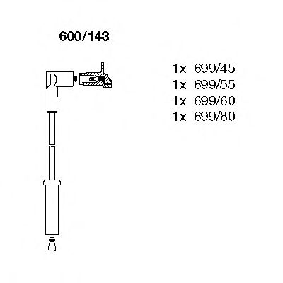600/143 BREMI Система зажигания Комплект проводов зажигания