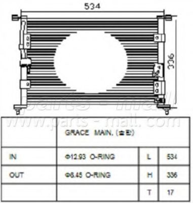 PXNCA-021 PARTS-MALL Condenser, air conditioning