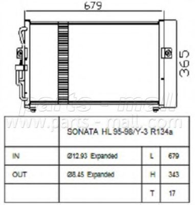 PXNCA-037 PARTS-MALL Condenser, air conditioning