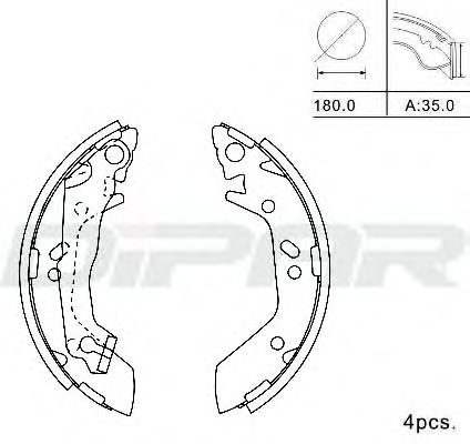 DPB1012 DITAS Brake System Brake Shoe Set