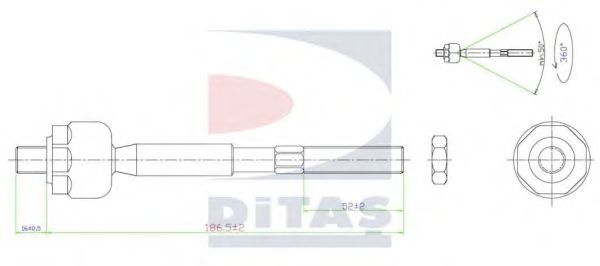 A2-5637 DITAS Steering Tie Rod Axle Joint
