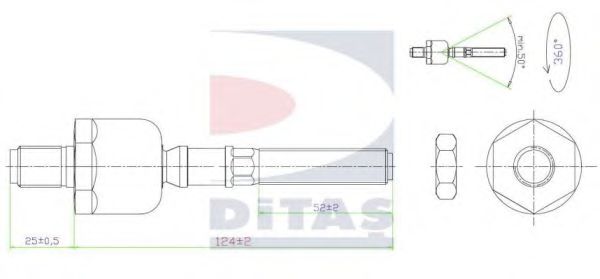 A2-5661 DITAS Steering Tie Rod Axle Joint