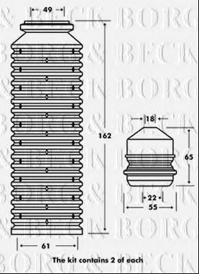 BPK7002 BORG & BECK Dust Cover Kit, shock absorber
