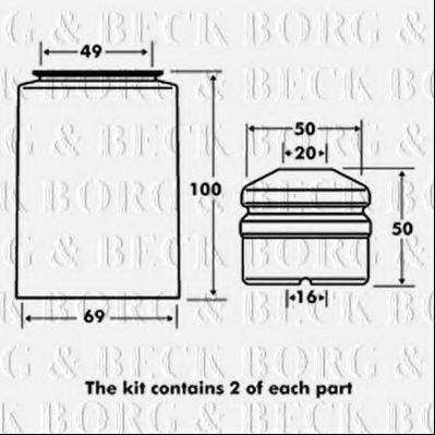 BPK7028 BORG+%26+BECK Suspension Dust Cover Kit, shock absorber
