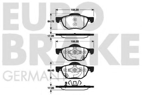 5502222636 EUROBRAKE Brake System Brake Pad Set, disc brake