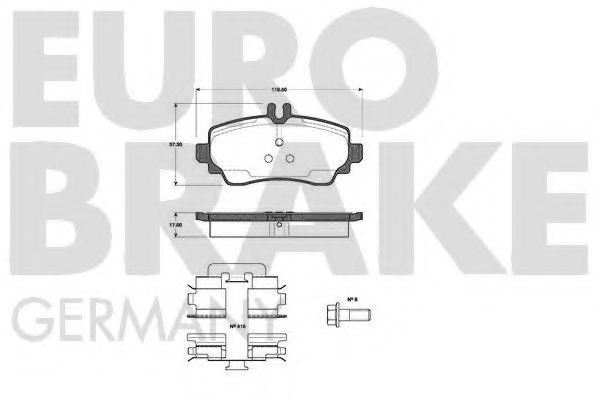 5502223333 EUROBRAKE Brake Pad Set, disc brake