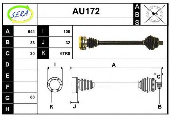 AU172 SERA Final Drive Joint Kit, drive shaft