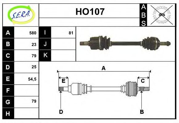 HO107 SERA Final Drive Joint Kit, drive shaft