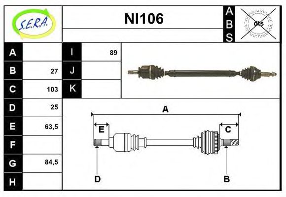 NI106 SERA Joint Kit, drive shaft