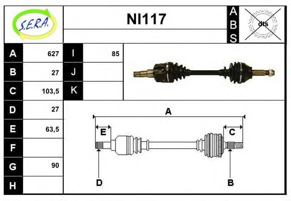 NI117 SERA Final Drive Joint Kit, drive shaft