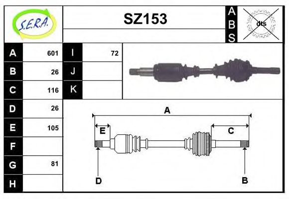 SZ153 SERA Final Drive Joint Kit, drive shaft
