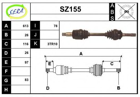 SZ155 SERA Final Drive Joint Kit, drive shaft