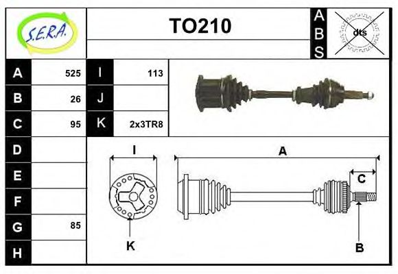 TO210 SERA Final Drive Joint Kit, drive shaft